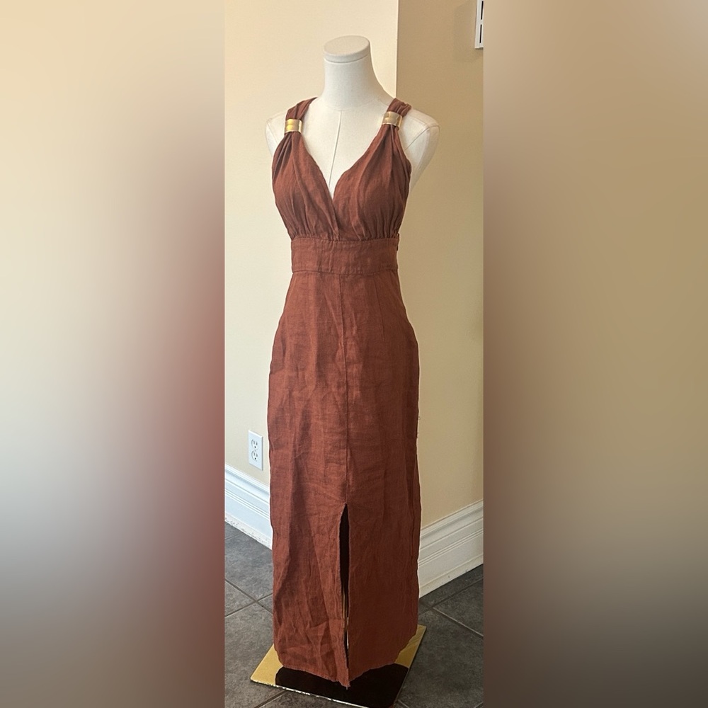 Zara Rust Brown Backless Maxi Dress - Picture 10 of 14